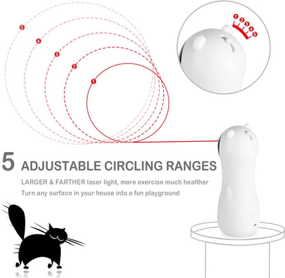 Cat Laser Toy - Automatic Placing, High-5 Circling Ranges, 3 Modes, USB Interactive Toy for Cats & Dogs - Indoor Training & Exercise
